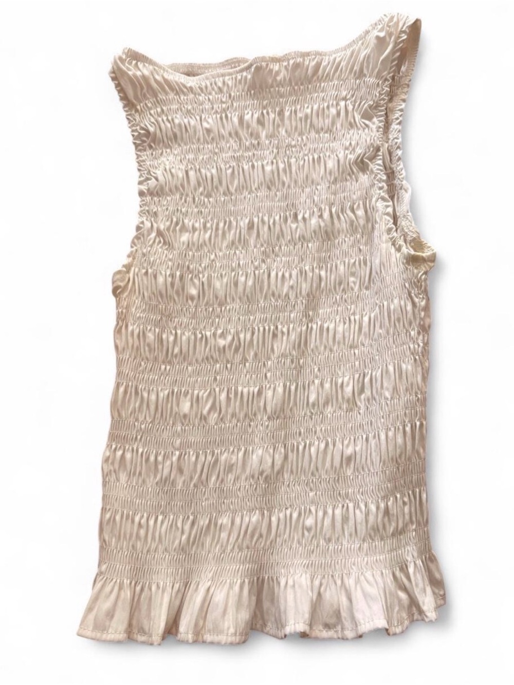 Y2K White Shirred Tank Top